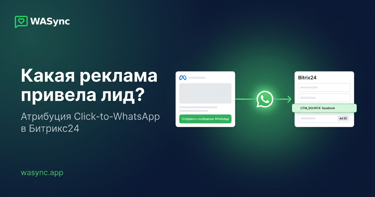 Атрибуция Click-to-WhatsApp в Битрикс24: видно, из какой рекламы пришёл каждый лид